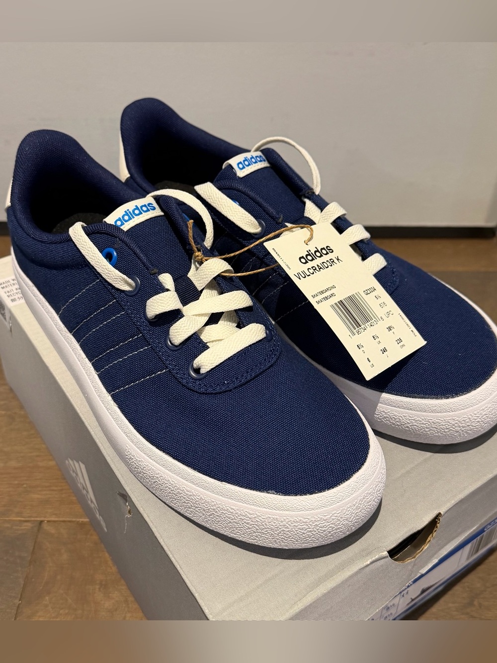 adidas Kids Navy and White Canvas Sneakers